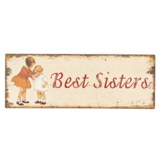 Blechschild, Reklameschild, Best Sisters, Kinderzimmer Wandschild 13x36 cm