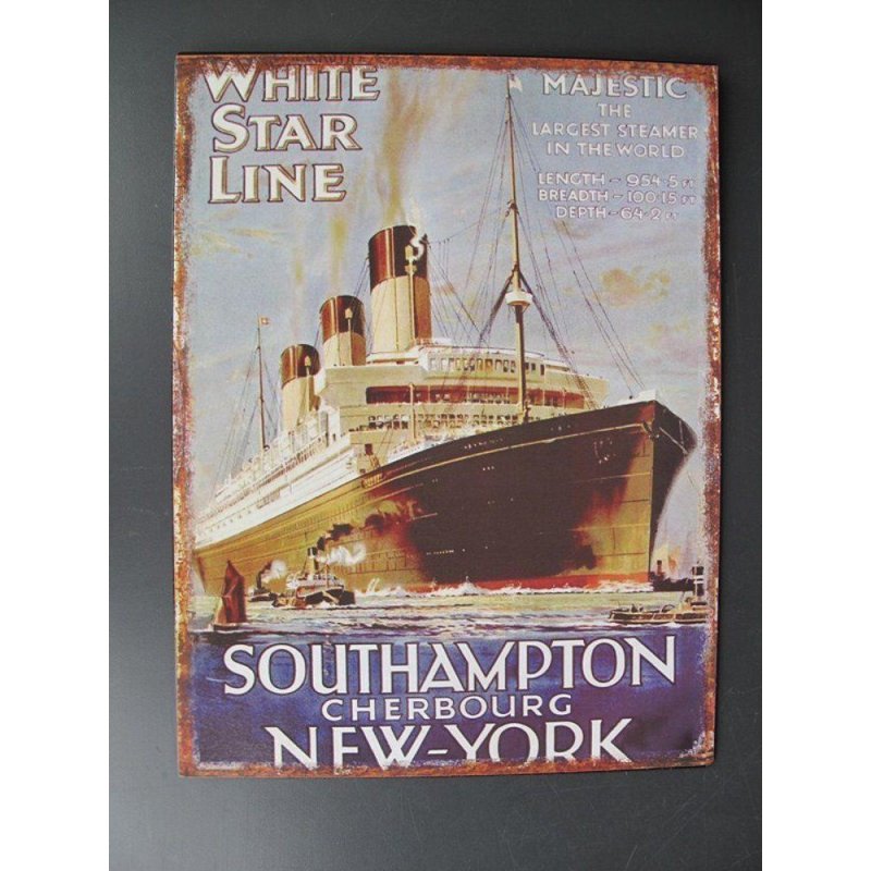 Blechschild, Reklameschild, White Star Line, Maritimes Wandschild 33x25 cm