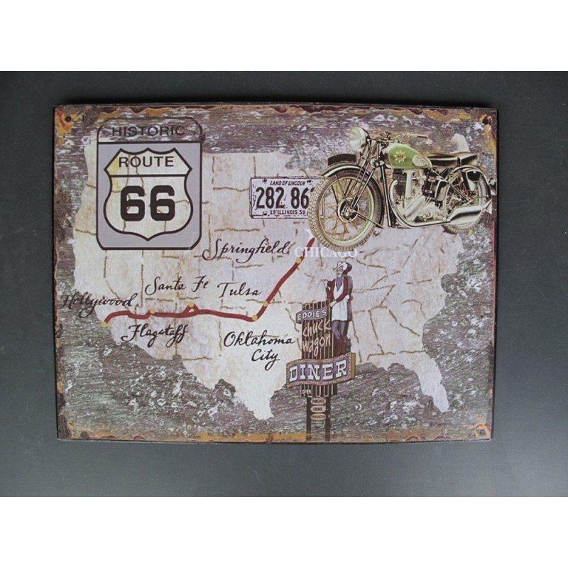 Blechschild, Reklameschild, Historic Route 66, Kneipen Wandschild 25x33 cm