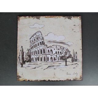 Blechschild, Reklameschild, Rome Italy, Landhaus Wandschild 30x30 cm