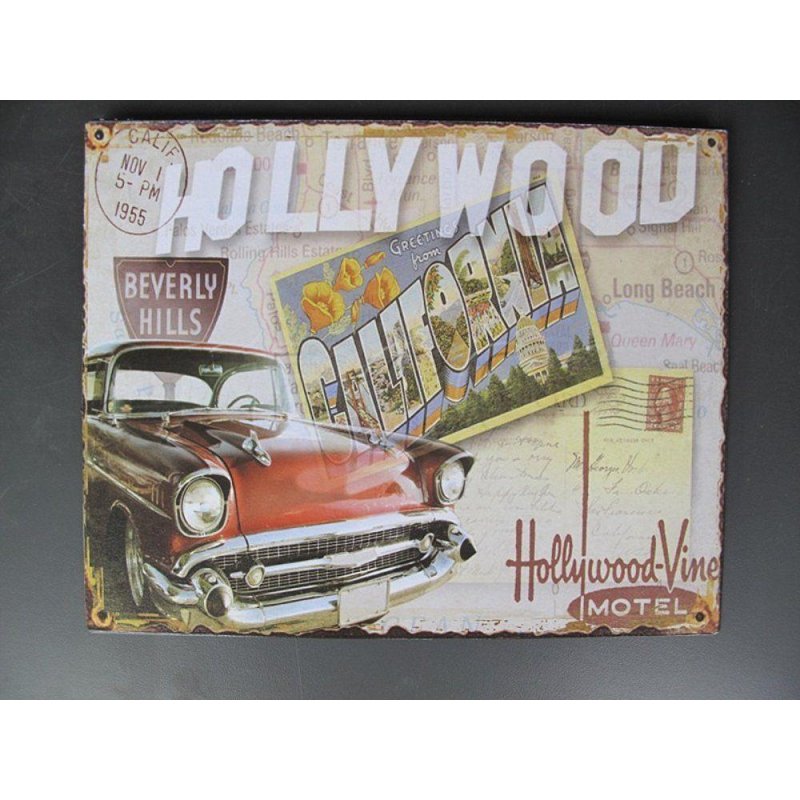 Blechschild, Reklameschild, Hollywood Oldtimer, Kneipen Wandschild 20x25 cm