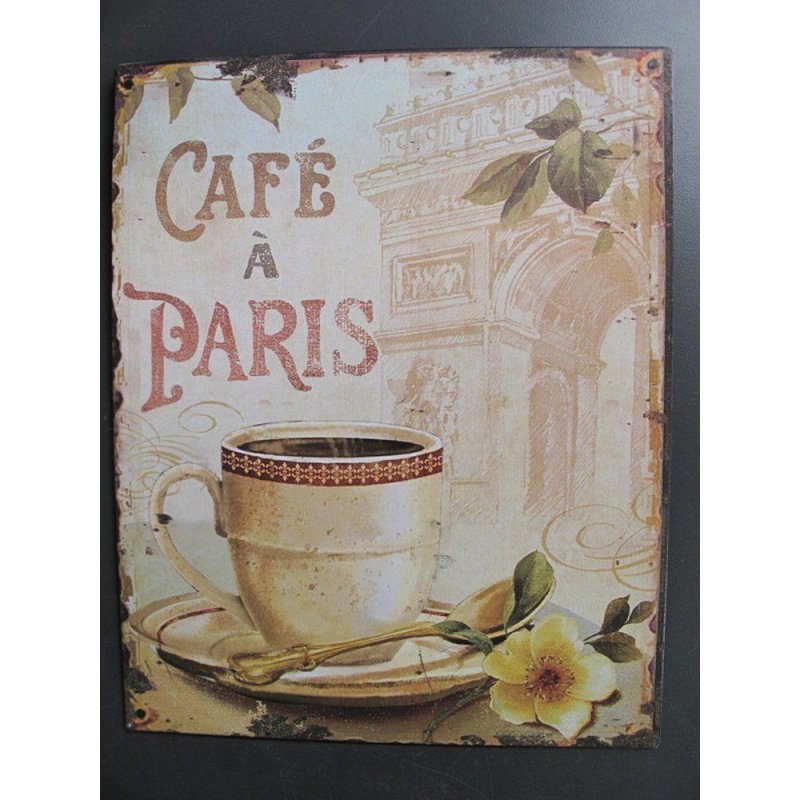 Blechschild, Reklameschild, Cafe a Paris, Gastro Wandschild 25x20 cm