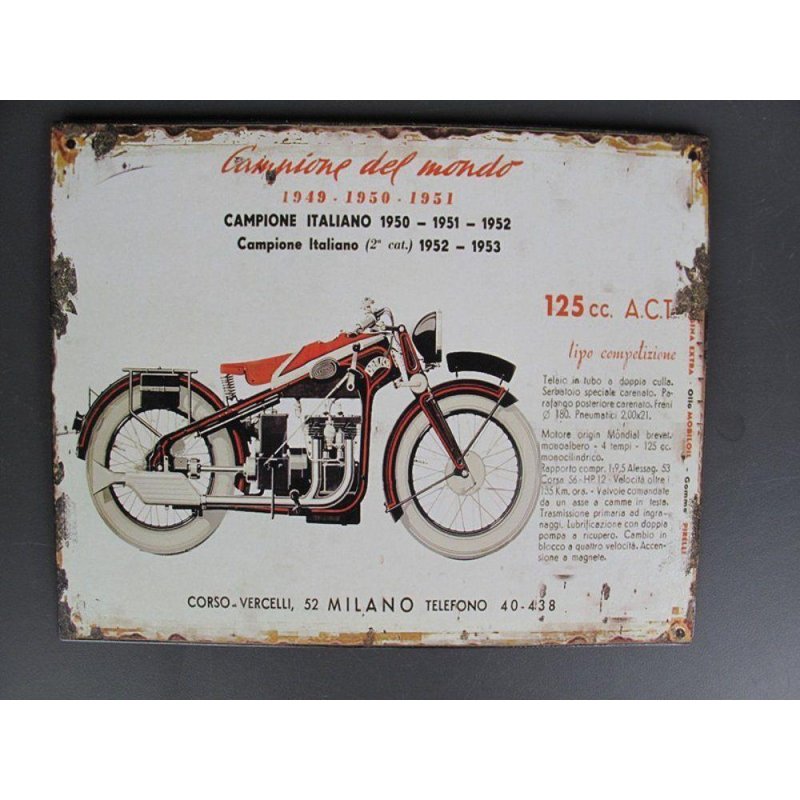 Blechschild, Reklameschild, Motor Campione, Motorrad Wandschild 20x25 cm