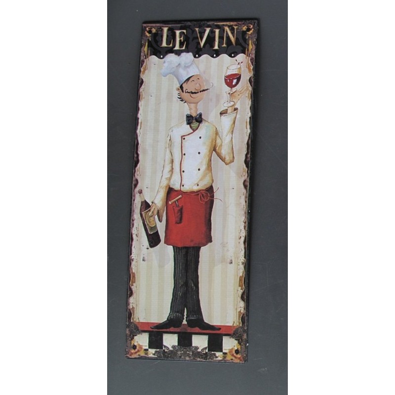 Blechschild, Reklameschild, Le Vin, Gastro Wandschild 36x13 cm