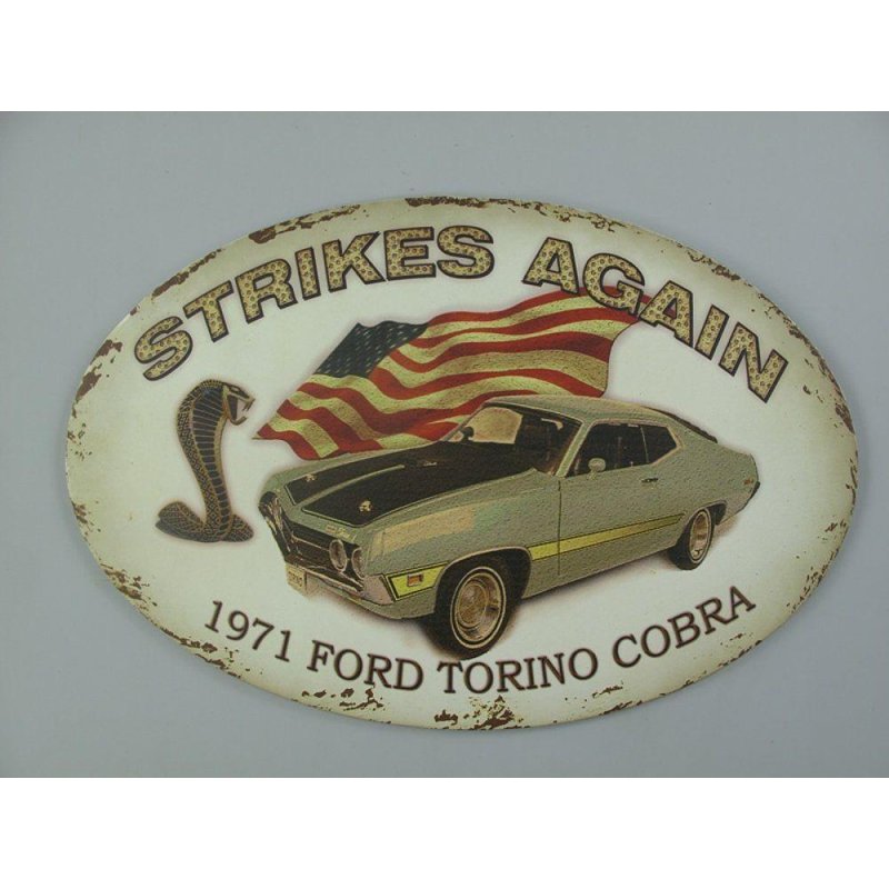 Blechschild, Reklameschild 1971 Ford Torino Cobra, Automobil Wandschild 33x50 cm