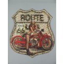 Blechschild, Reklameschild US Route 66 Pin Up Girl, Biker...