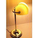 Bankerlampe, Schreibtisch-Lampe, Art Deko Tischlampe, Messing, gelber Glasschirm
