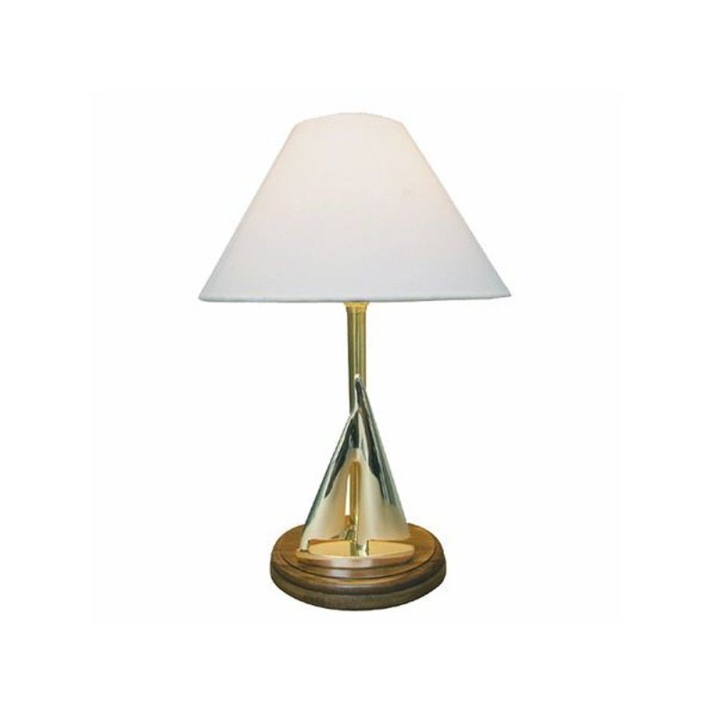 Tischlampe, Segelyacht Lampe, Schirmlampe mit Segelyacht, Messing 38 cm