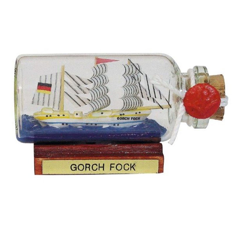 Buddelschiff, Mini Flaschenschiff Gorch Fock, Segelschiff Flasche 6 cm