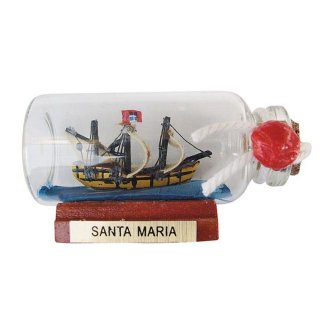 Buddelschiff, Mini Flaschenschiff "Santa Maria", Segelschiff Flasche 6 cm