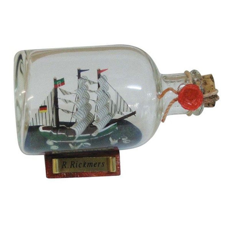 Buddelschiff, Flaschenschiff Rickmer Rickmers, Segelschiff Flasche 9 cm