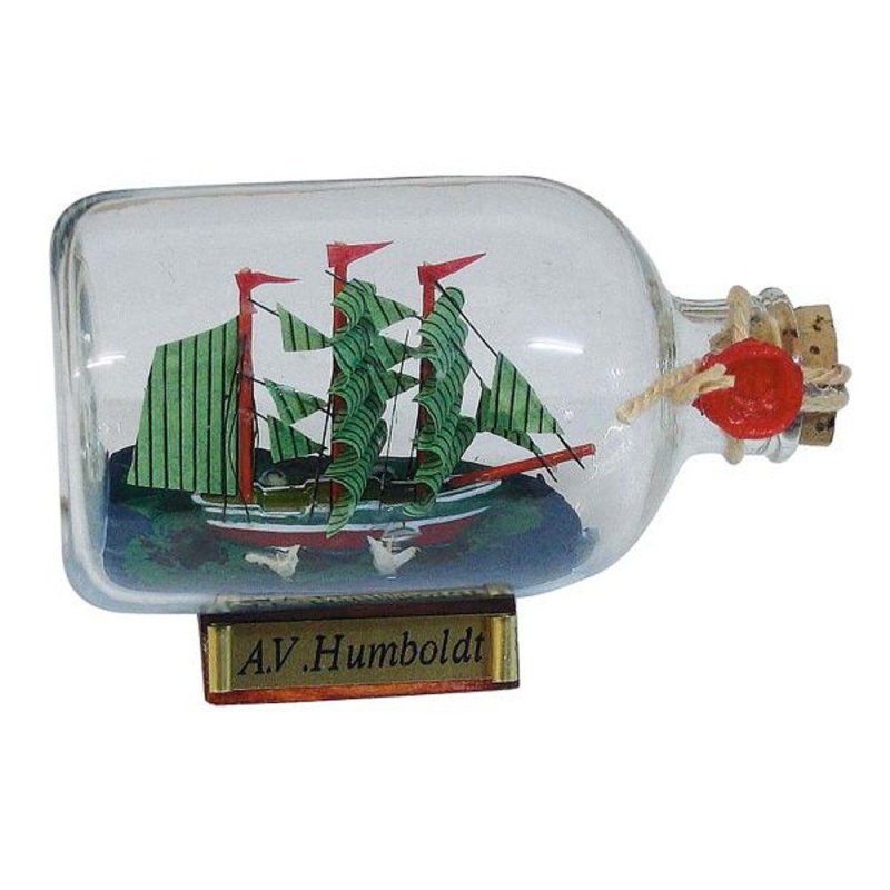 Buddelschiff, Flaschenschiff Alexander von Humboldt, Segelschiff Flasche 9 cm