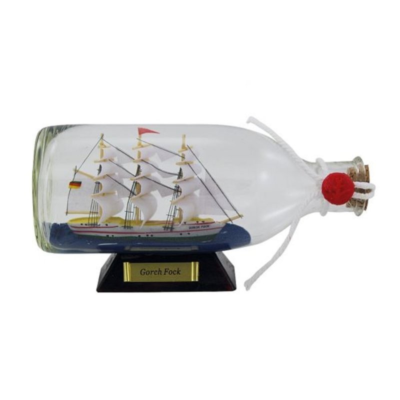 Buddelschiff, Flaschenschiff Gorch Fock, Segelschiff Flasche 16 cm