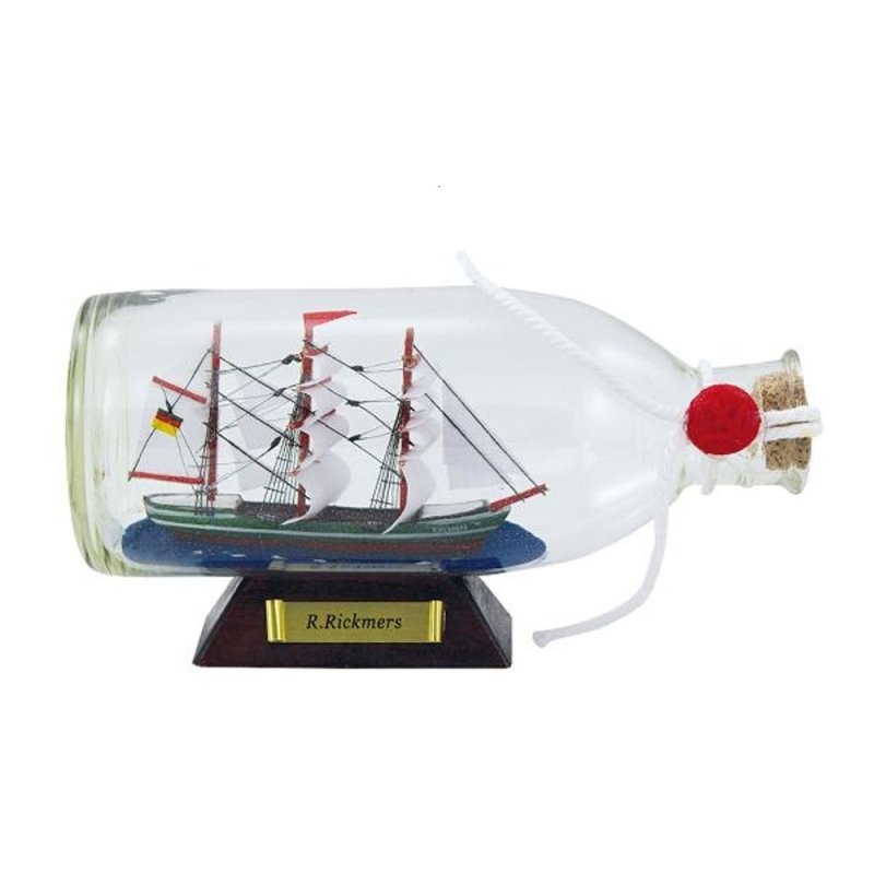 Buddelschiff, Flaschenschiff Rickmer Rickmers, Segelschiff Flasche 16 cm