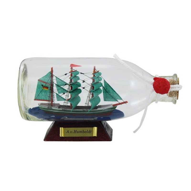 Buddelschiff, Flaschenschiff Alexander v. Humboldt, Segelschiff Flasche 16 cm