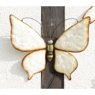 Schmetterling, Falter mit Muschel Einlagen, Wanddekorationim Landhausstil