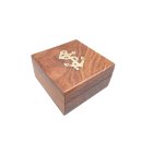 Kompass Box, Maritime Holzbox, Leerbox, Messing Intarsie edles Holz 8 x 8 cm.