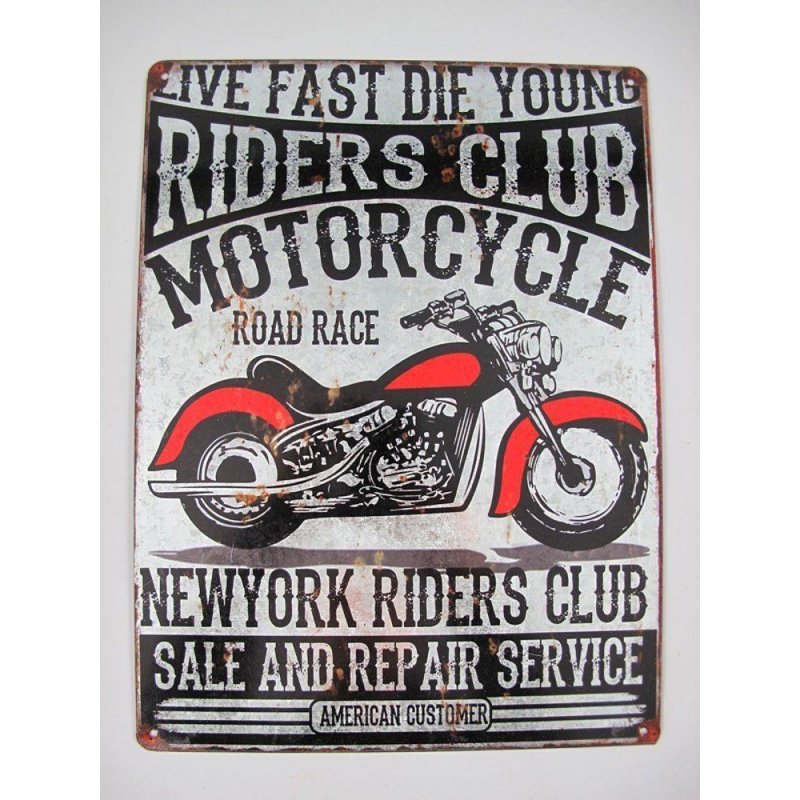 Blechschild, Reklameschild New York Riders Club, Motorrad Schild, 40x30 cm