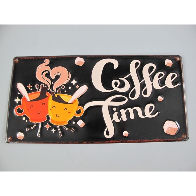 Blechschild, Reklameschild, Coffee Time, Kneipen Wandschild, 20x40 cm