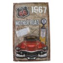 Blechschild, Reklameschild Route 66 Mother Road, 3D Optik Auto Schild 40x25 cm