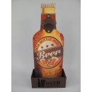 Holzschild, Reklameschild mit Öffner, Beer, Wandschild mit Flasche, 37x16 cm