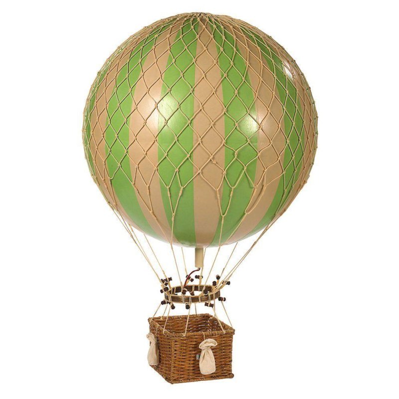 Modell Ballon Grün-Weiß, Großer Historischer Gasballon mit großer Gondel, 42 cm
