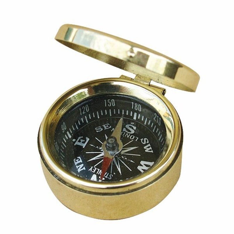 Kompass, Kleiner Maritimer Klappdeckel Magnetkompass aus poliertem Messing