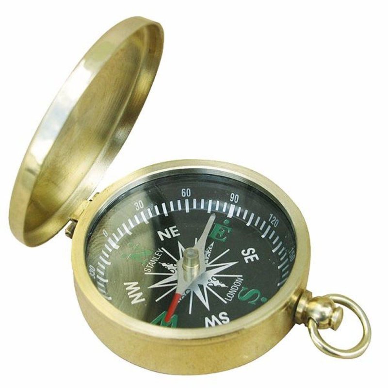 Kompass, Kleiner maritimer Klappdeckel Magnetkompass aus poliertem Messing