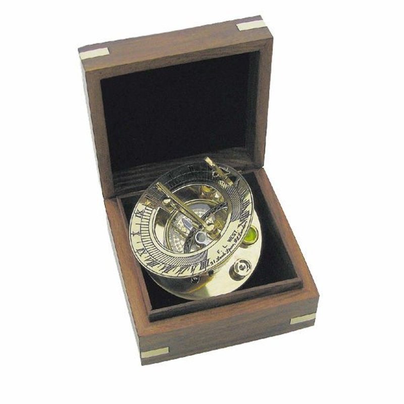 Sundial Kompass, XL Sonnenuhr Magnetkompass, Tischkompass & Holzbox