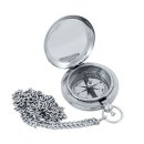 Sprungdeckel Kompass, Magnetkompass, Taschenuhren Kompass mit Kette, silbern