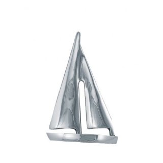 Segelyacht Modell, Schreibtisch Deko, Segelboot Messing verchromt 15 cm