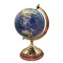 Globus, Erdglobus auf Messingstand mit Holzsockel, physischer Tischglobus 34 cm