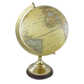 Globus auf massivem Messingstand mit Holzsockel historischer Globus 47 cm