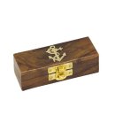 Maritime Holzbox, Leerbox, Box aus edlem Holz mit Messing Intarsie 10 cm
