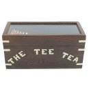 Teebeutel Box, Maritime Küchen Teebox mit Messing Intasien und Glasdeckel 18 cm