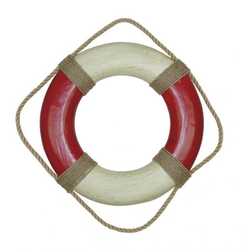 Rettungsring, Seenot Ring, Maritime Wanddekoration, Rot/Creme Ø 36 cm