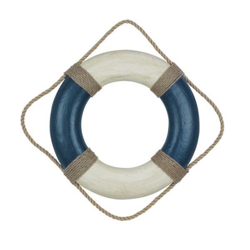 Rettungsring, Seenot Ring, Maritime Wanddekoration, Blau/Creme Ø 36 cm