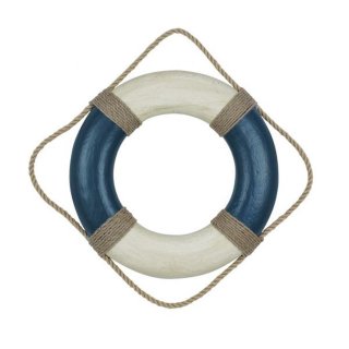 Rettungsring, Seenot Ring, Maritime Wanddekoration, Blau/Creme Ø 36 cm