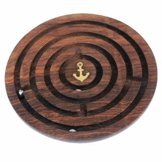 Labyrinth Spiel aus Sheesham Holz mit filigraner...