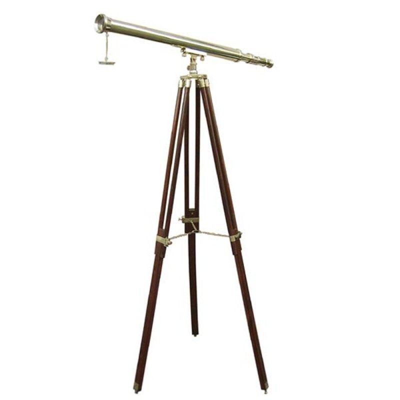 Stand Teleskop, Fernrohr, Stativ Fernglas auf Holz Stativ, Messing 100 x 160 cm