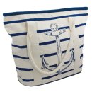 Shopping-Tasche mit Ankermotiv, maritime Strandtasche in Baige und Blau