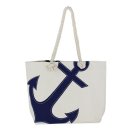 Shopping Tasche, Strand Tasche, Schultertasche mit blauem Anker Motiv