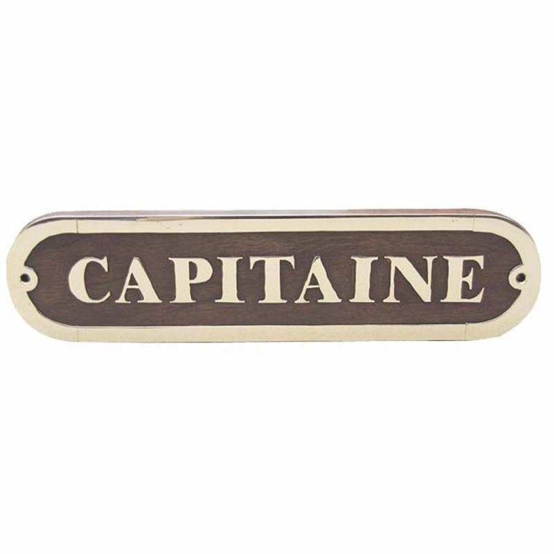 Türschild Messing Edelholz, Capitaine, Maritimes Kabinen Türschild