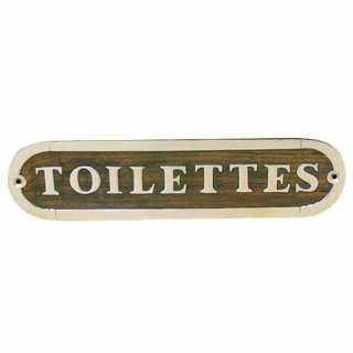 Türschild "Toilettes" Maritimes Kabinen Schild aus Edelholz und Messing