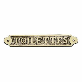 Türschild "Toilettes", Maritimes Kabinen, Kajüten Schild, massiv Messing