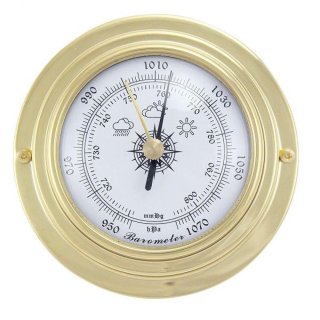 Barometer, Maritimes Schiffsbarometer im Messing Gehäuse Ø 10 cm