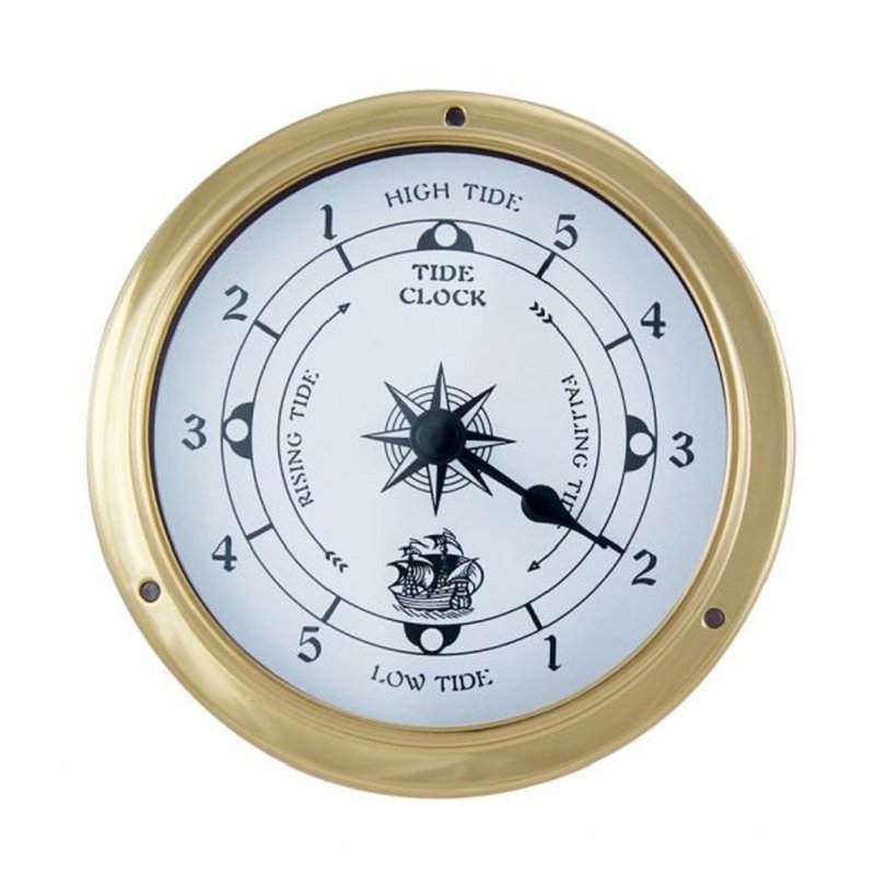 Tidenuhr, Schiffsuhr, Bootsuhr, maritime Tide Uhr im Messing Gehäuse Ø 12 cm