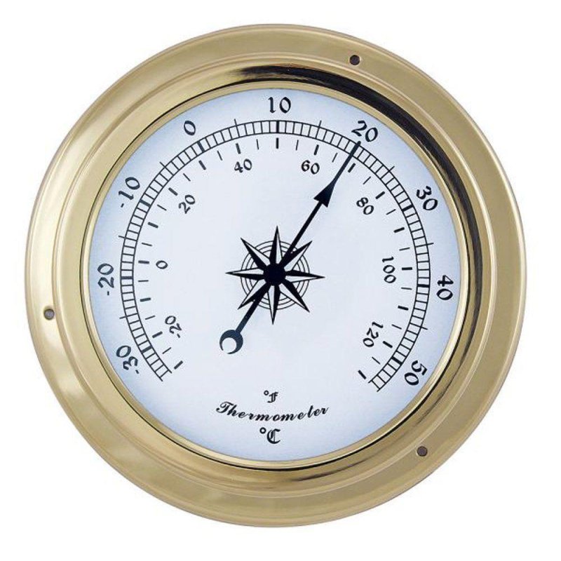 Thermometer, Schiffsthermometer, Einbau-Thermometer im Messing Gehäuse Ø 14,5 cm