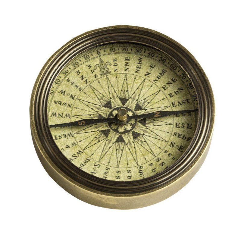 Tischkompass, Magnetkompass, Antiker Barocker Kompass, Messing patiniert