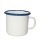 Emaille Tasse, Henkelbecher, Kaffeetasse, Outdoor Becher Weiß- Blau 8 cm